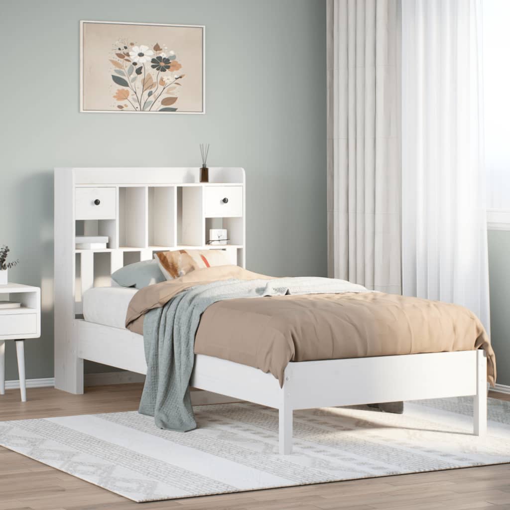 Bed met boekenkast zonder matras grenenhout wit 75x190 cm is nu te koop bij PeponiXL, paradijselijk wonen!