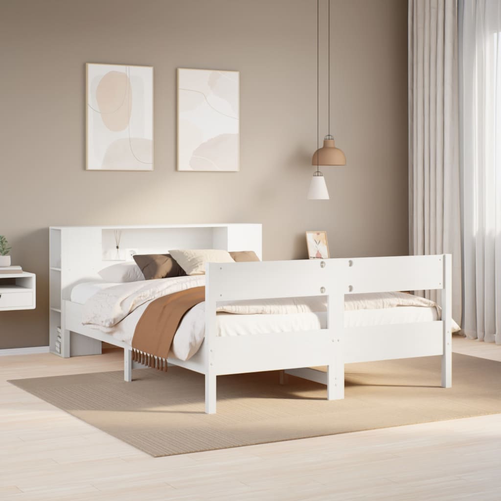 Bed met boekenkast zonder matras grenenhout wit 140x200 cm is nu te koop bij PeponiXL, paradijselijk wonen!