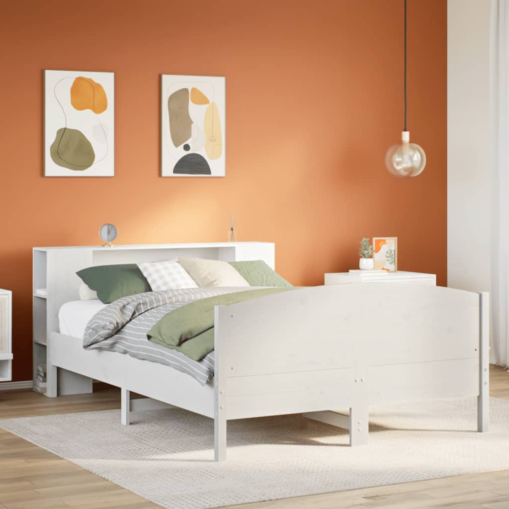 Bed met boekenkast zonder matras grenenhout wit 140x190 cm is nu te koop bij PeponiXL, paradijselijk wonen!
