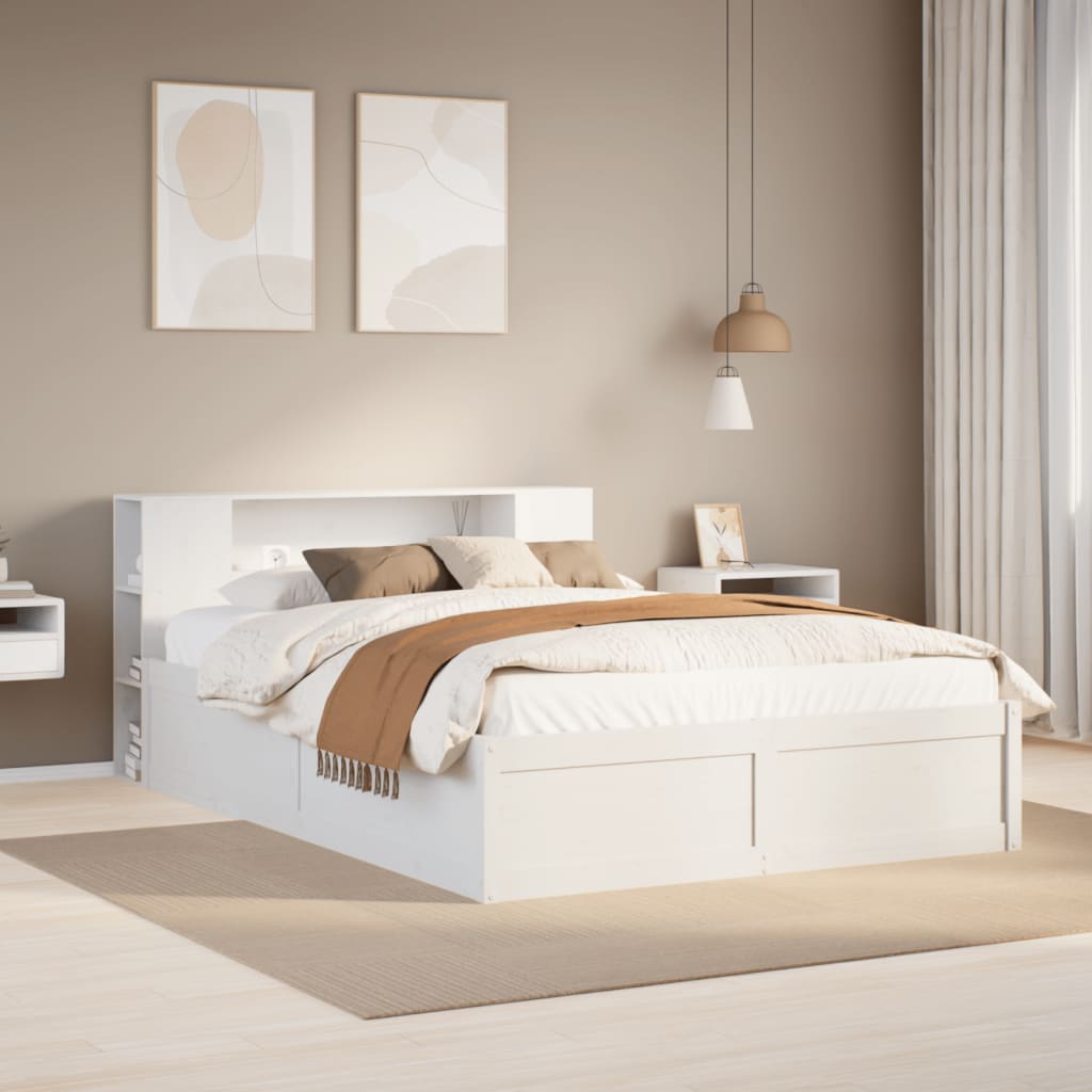 Bedframe zonder matras massief grenenhout wit 135x190 cm is nu te koop bij PeponiXL, paradijselijk wonen!