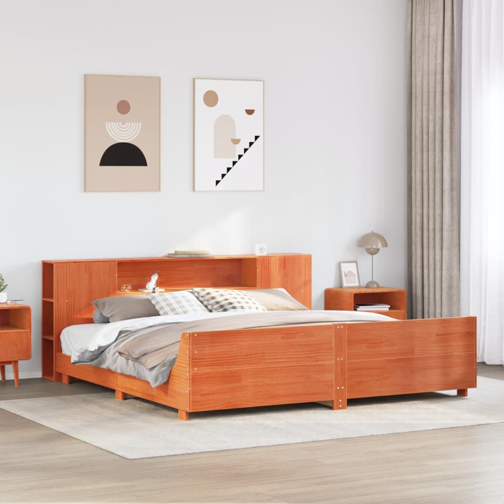 vidaXL Bedframe zonder matras massief grenenhout wasbruin 180x200 cm