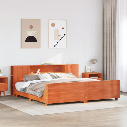vidaXL Bedframe zonder matras massief grenenhout wasbruin 180x200 cm