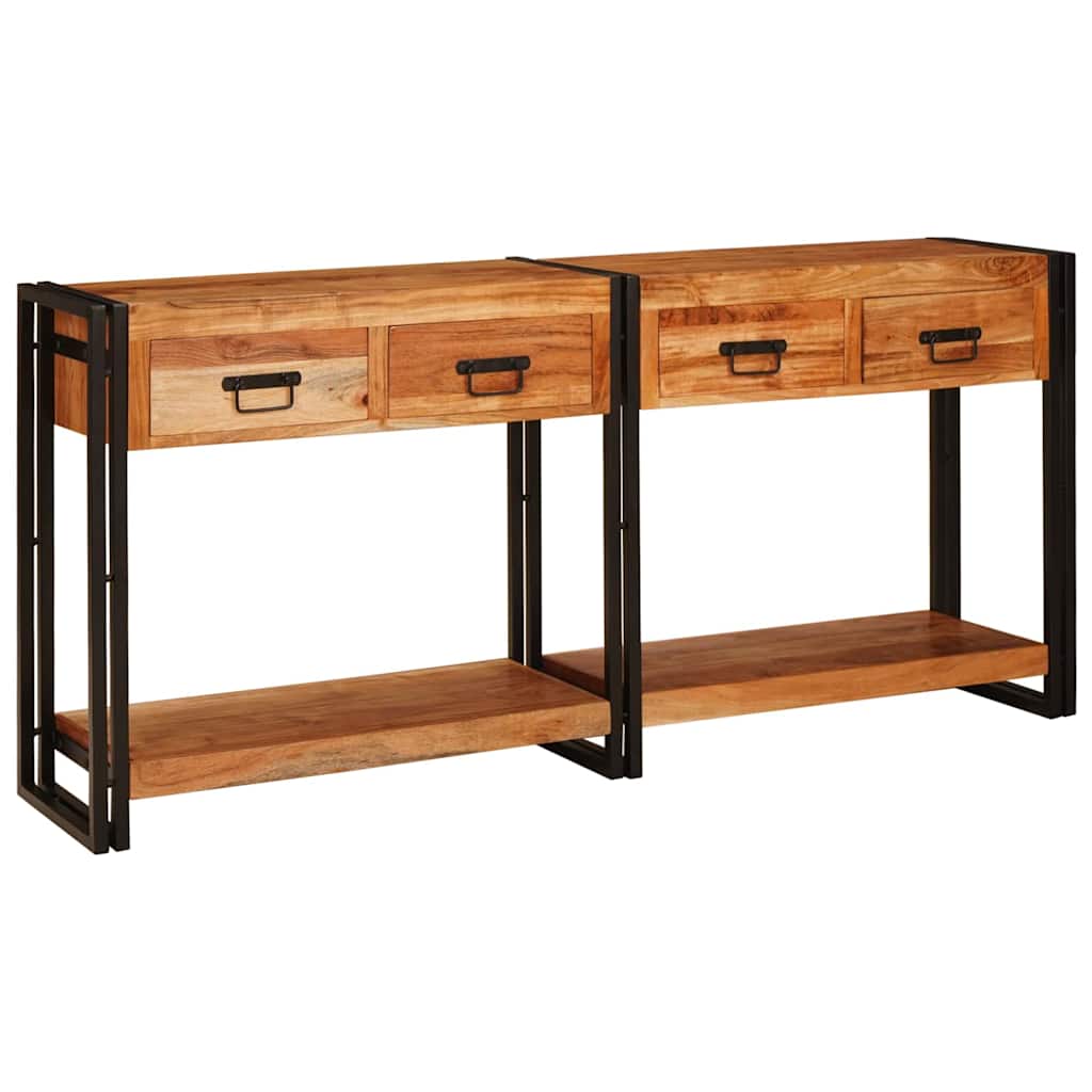 Wandtafels 2 pcs Bruin 161 x 33 x 75 cm Massief Acaciahout is nu te koop bij PeponiXL, paradijselijk wonen!