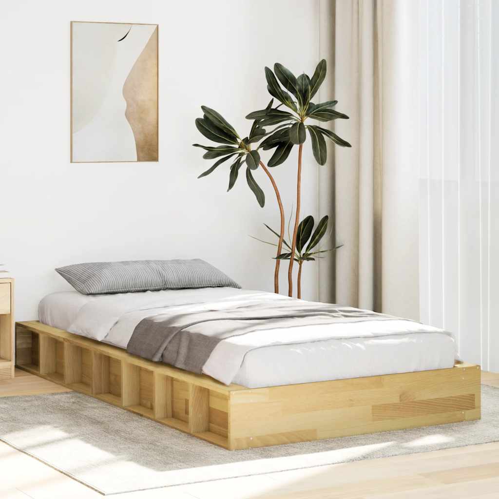 Bedframe zonder matras 90x200 cm massief hout eiken is nu te koop bij PeponiXL, paradijselijk wonen!