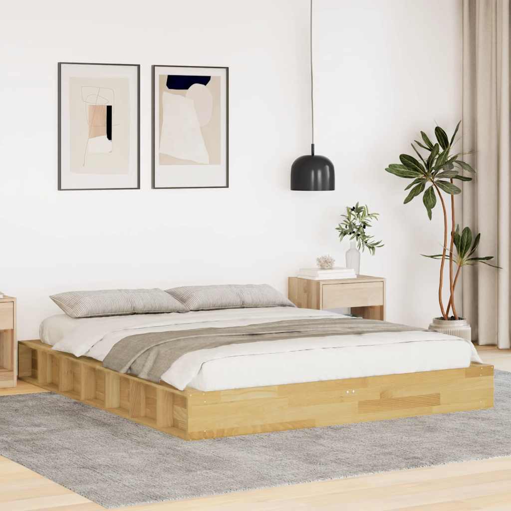 Bedframe zonder matras 160x200 cm massief hout eiken is nu te koop bij PeponiXL, paradijselijk wonen!