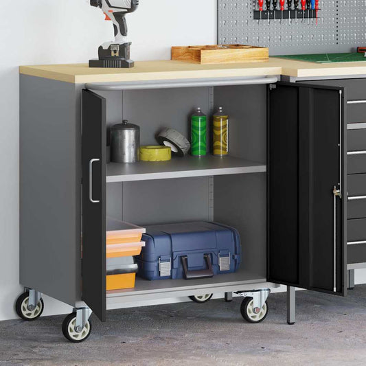 Werkbank met plank met wiel Zwart en Grijs 75 x 45 x 85 cm is nu te koop bij PeponiXL, paradijselijk wonen!