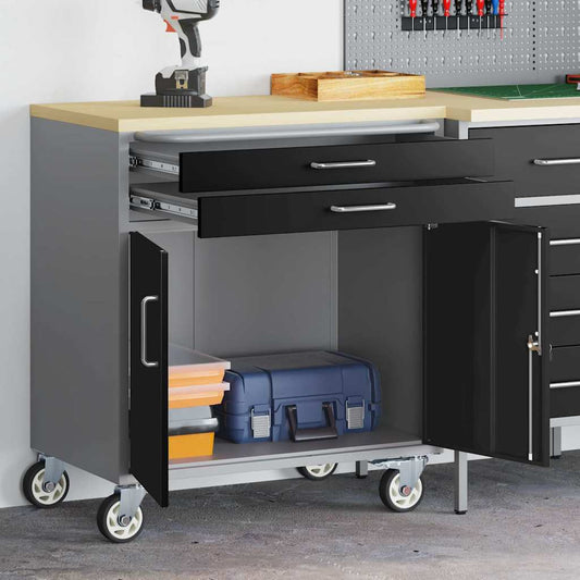 Werkbank met lade met wiel Zwart en Grijs 75 x 45 x 85 cm is nu te koop bij PeponiXL, paradijselijk wonen!