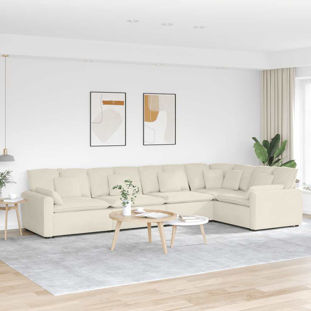 Modulaire bank met kussens fluweel crèmekleurig is nu te koop bij PeponiXL, paradijselijk wonen!