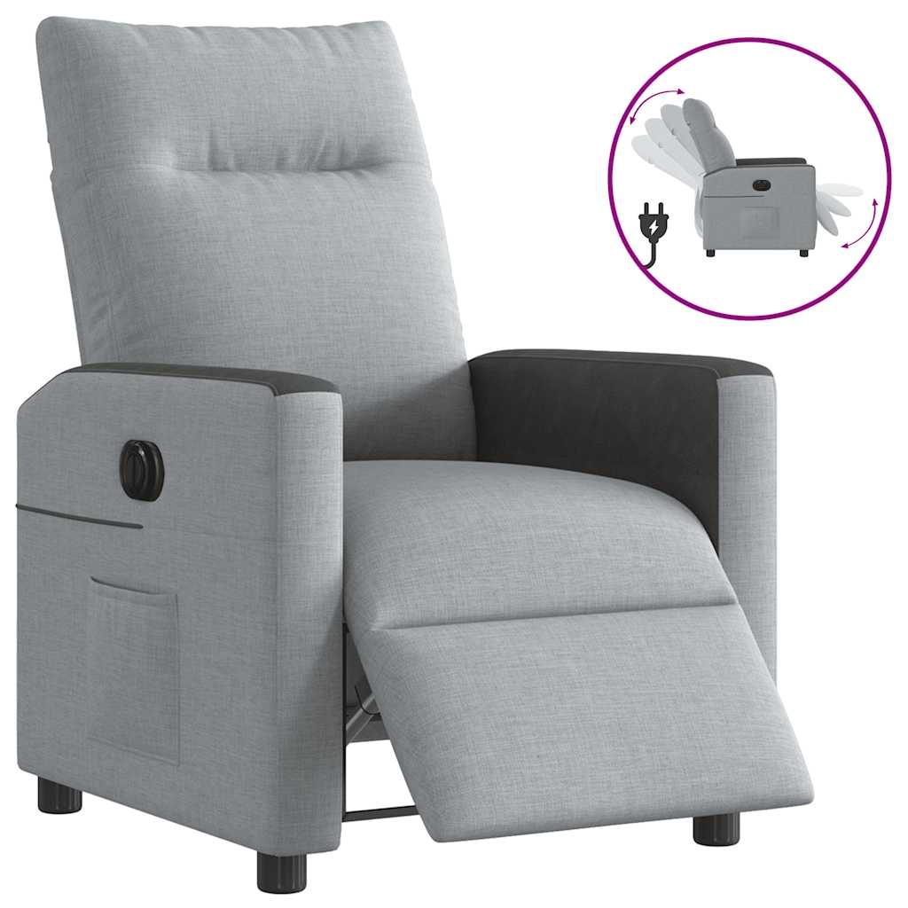 Fauteuil elektrisch verstelbaar stof lichtgrijs is nu te koop bij PeponiXL, paradijselijk wonen!
