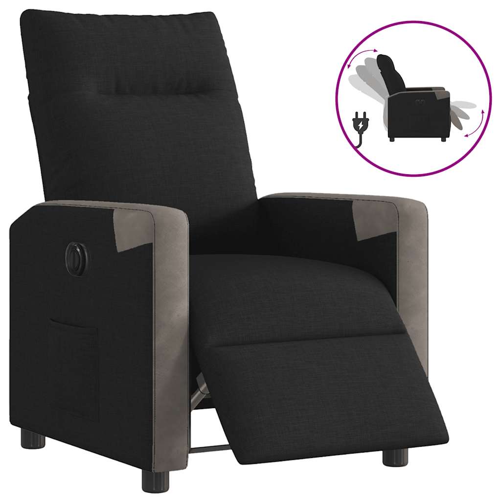 Fauteuil verstelbaar elektrisch stof zwart is nu te koop bij PeponiXL, paradijselijk wonen!