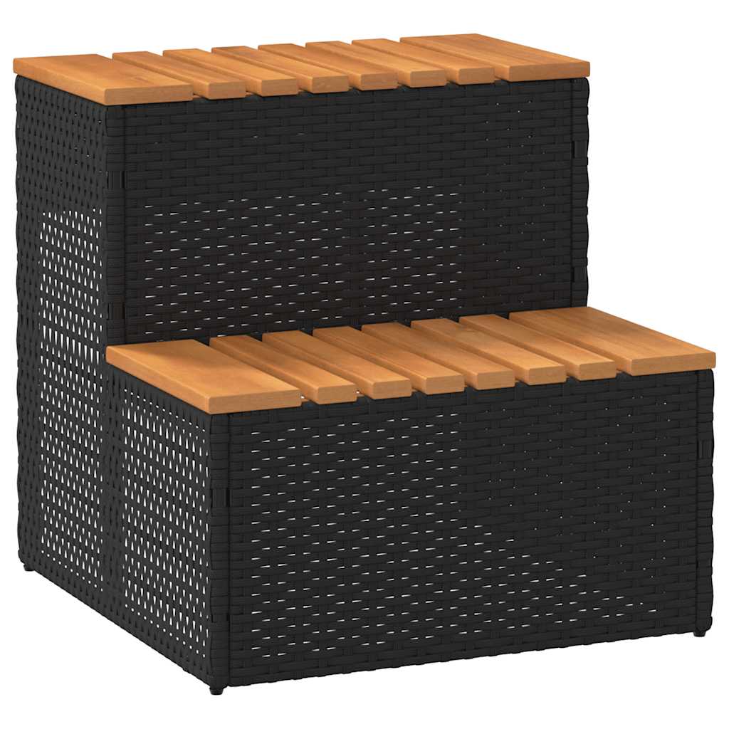 Hottub-opstap 50x50x50,5cm poly rattan&massief acaciahout zwart is nu te koop bij PeponiXL, paradijselijk wonen!