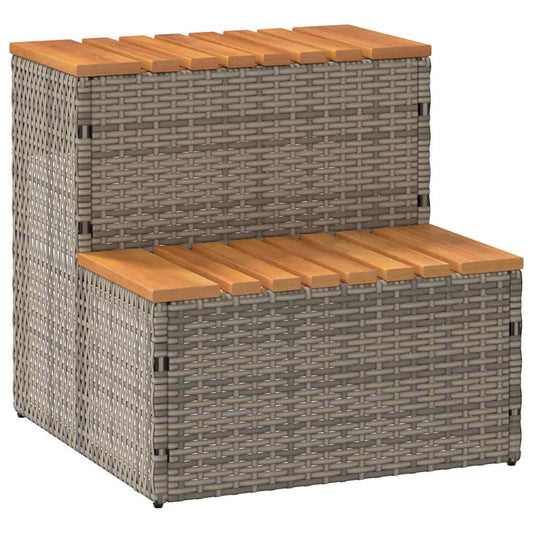 Hottub-opstap 50x50x50,5cm poly rattan&massief acaciahout grijs is nu te koop bij PeponiXL, paradijselijk wonen!