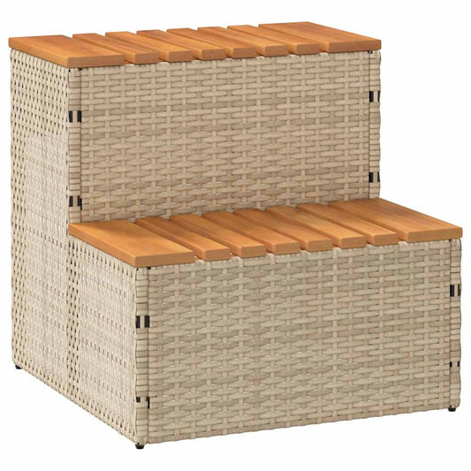 Hottub-opstap 50x50x50,5cm poly rattan&massief acaciahout beige is nu te koop bij PeponiXL, paradijselijk wonen!