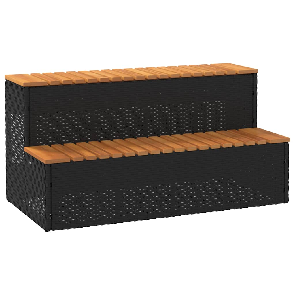 Hottub-opstap 100x50x50,5 cm poly rattan&massief acaciahout is nu te koop bij PeponiXL, paradijselijk wonen!
