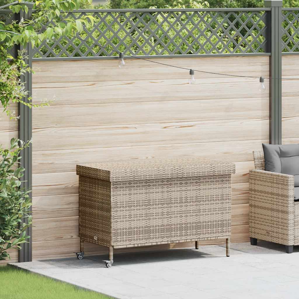 Tuinbox met wielen 110x55x73 cm poly rattan grijs is nu te koop bij PeponiXL, paradijselijk wonen!