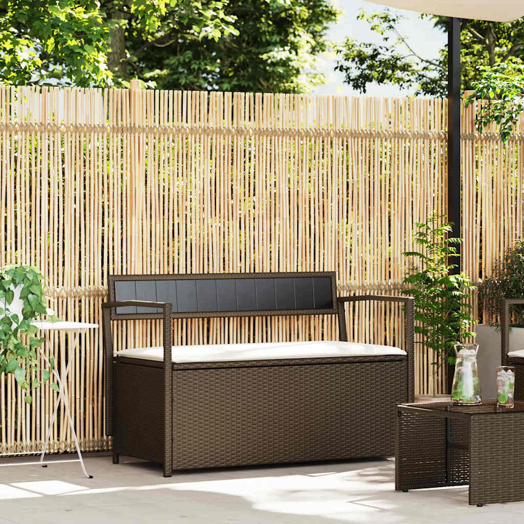 Tuinbank met kussen, bruin polyrotan is nu te koop bij PeponiXL, paradijselijk wonen!