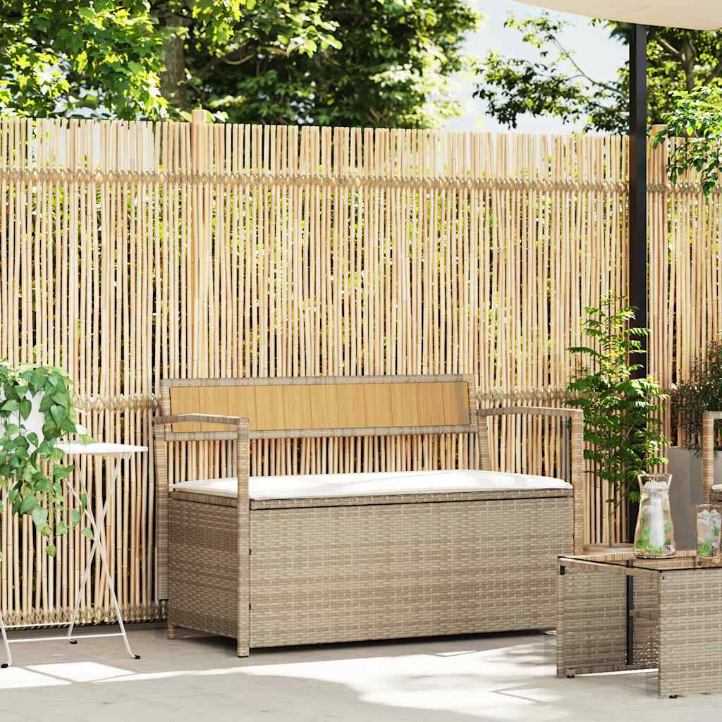 Tuinbank met kussen beige polyrotan is nu te koop bij PeponiXL, paradijselijk wonen!