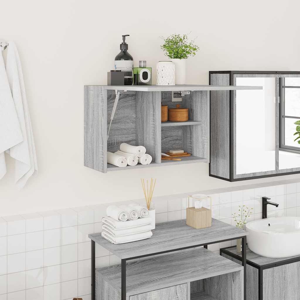 Badkamerwandkast 60x25x40 cm bewerkt hout grijs sonoma eiken is nu te koop bij PeponiXL, paradijselijk wonen!