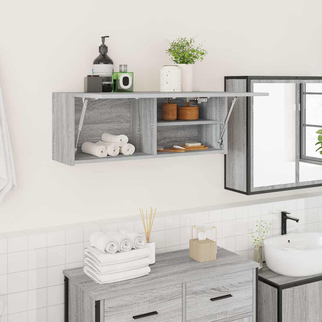 Badkamerwandkast 80x25x30 cm bewerkt hout grijs sonoma eiken is nu te koop bij PeponiXL, paradijselijk wonen!