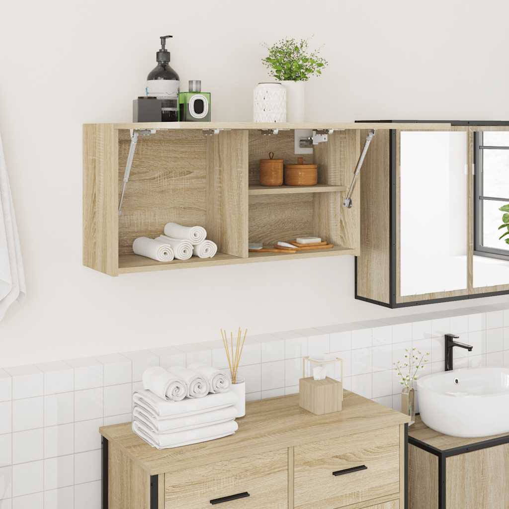 Badkamerwandkast 80x25x40 cm bewerkt hout sonoma eikenkleurig is nu te koop bij PeponiXL, paradijselijk wonen!