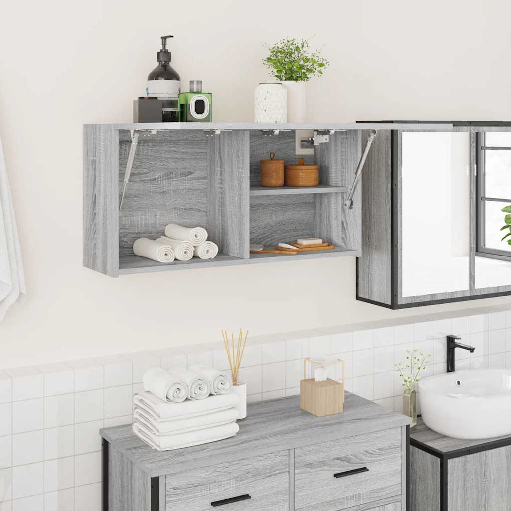 Badkamerwandkast 80x25x40 cm bewerkt hout grijs sonoma eiken is nu te koop bij PeponiXL, paradijselijk wonen!