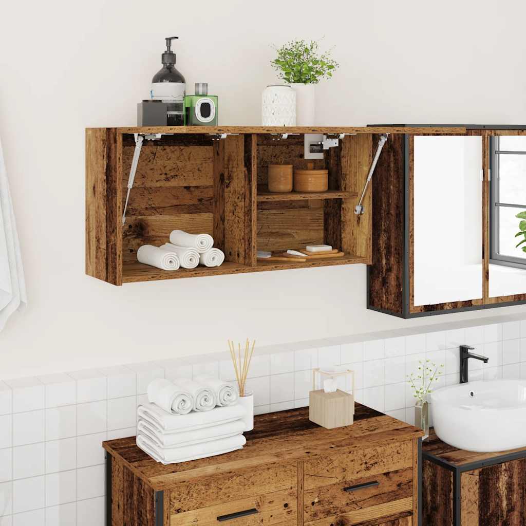 Badkamerwandkast 80x25x40 cm bewerkt hout oud houtkleurig is nu te koop bij PeponiXL, paradijselijk wonen!