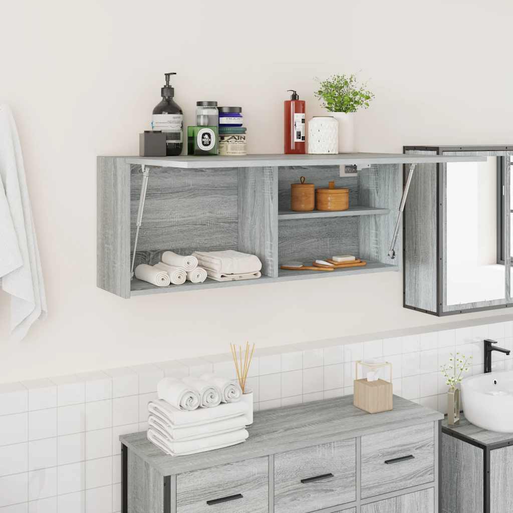 Badkamerwandkast 100x25x40 cm bewerkt hout grijs sonoma eiken is nu te koop bij PeponiXL, paradijselijk wonen!