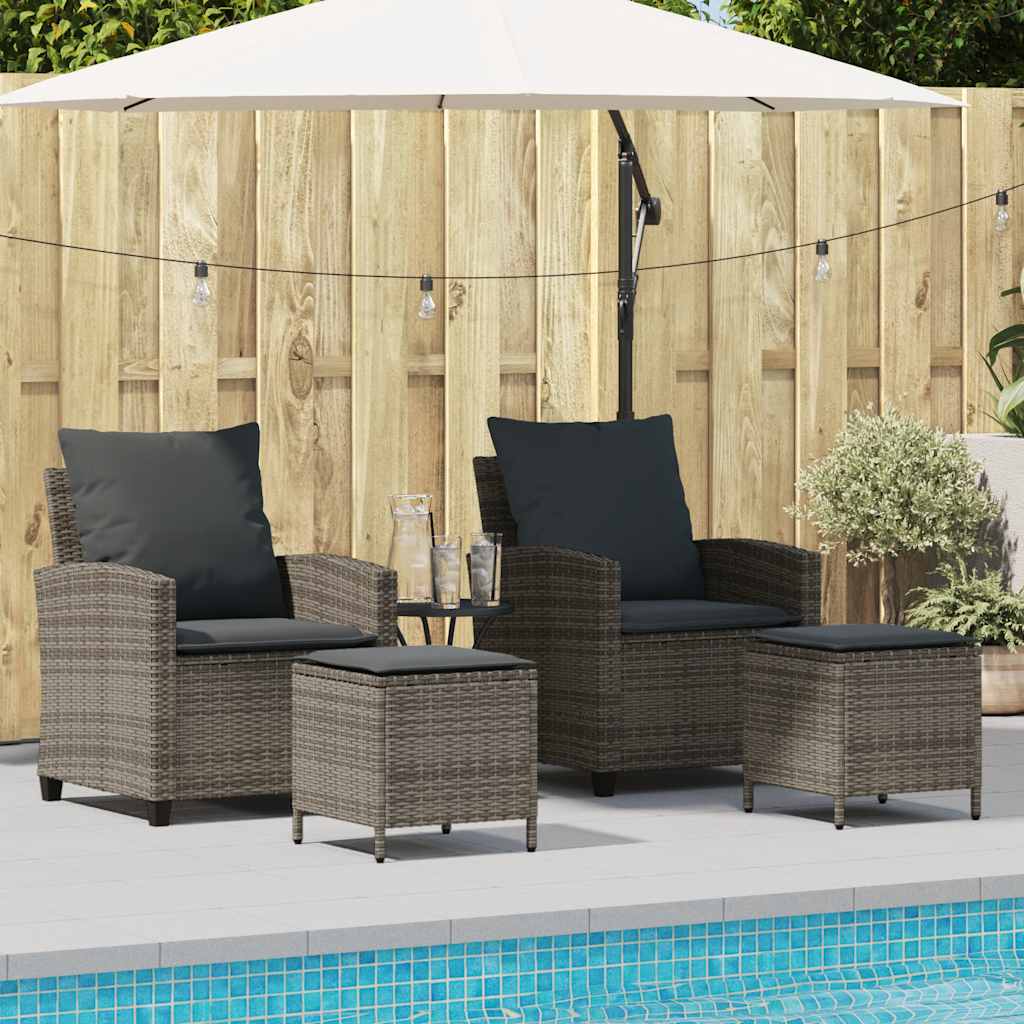 4-delige tuinbankset met kussens, grijs polyrotan is nu te koop bij PeponiXL, paradijselijk wonen!