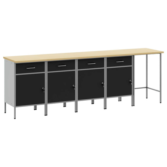 Werkkast set met lade met opslag met slot 5 pcs Zwart en Grijs is nu te koop bij PeponiXL, paradijselijk wonen!