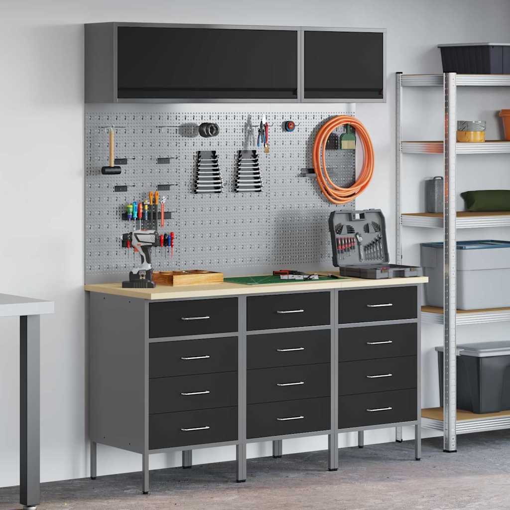 Werkkast set met lade met opslag 8 pcs Zwart is nu te koop bij PeponiXL, paradijselijk wonen!