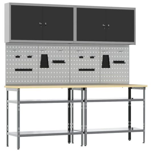 Werkbankset 8 st Zwart en Grijs Gepoedercoat staal is nu te koop bij PeponiXL, paradijselijk wonen!