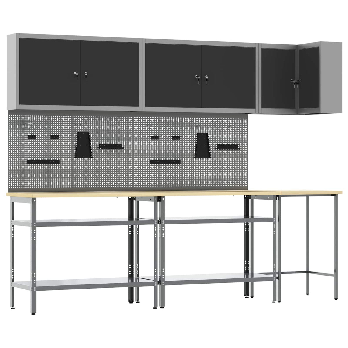 Werkkast set met plank met opslag 10 st Zwart en Grijs is nu te koop bij PeponiXL, paradijselijk wonen!