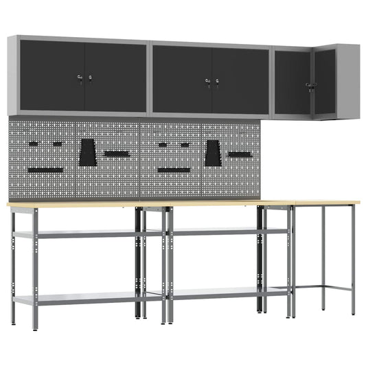 Werkkast set met plank met opslag 10 st Zwart en Grijs is nu te koop bij PeponiXL, paradijselijk wonen!