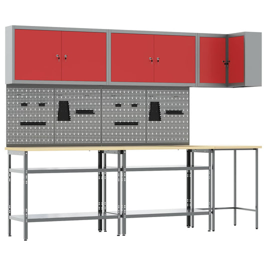 Werkkast set met plank met opslag 10 st Rood en Grijs is nu te koop bij PeponiXL, paradijselijk wonen!