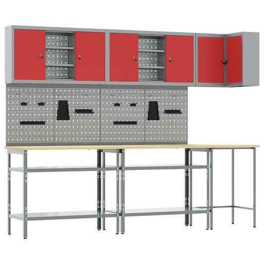 Werkkast set met plank met opslag 10 st Rood en Grijs is nu te koop bij PeponiXL, paradijselijk wonen!