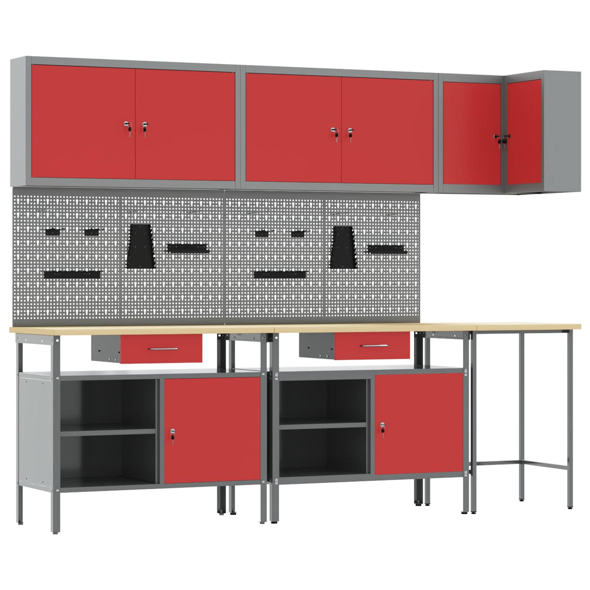 Werkkast set met lade met plank met opslag 10 st Rood en Grijs is nu te koop bij PeponiXL, paradijselijk wonen!