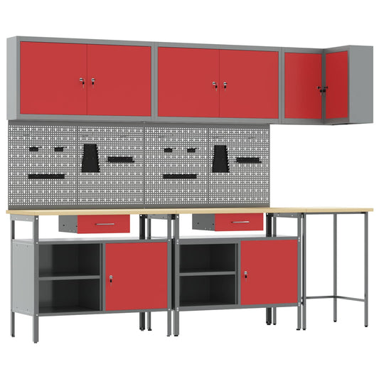 Werkkast set met lade met plank met opslag 10 st Rood en Grijs is nu te koop bij PeponiXL, paradijselijk wonen!