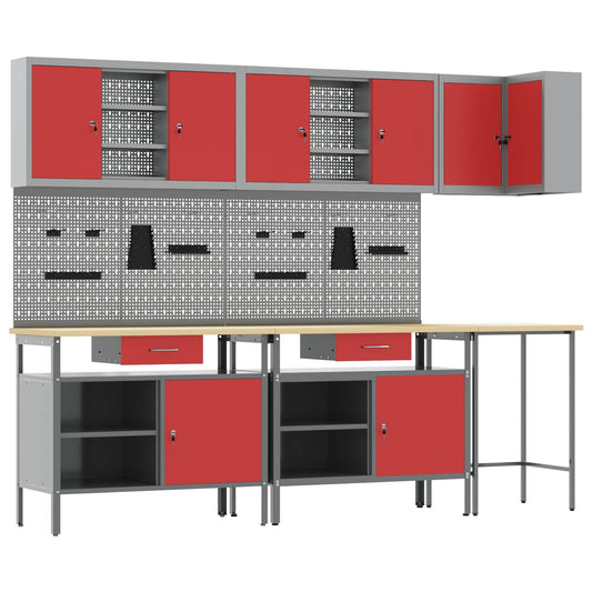 Werkkast set met lade met plank met opslag 10 st Rood en Grijs is nu te koop bij PeponiXL, paradijselijk wonen!