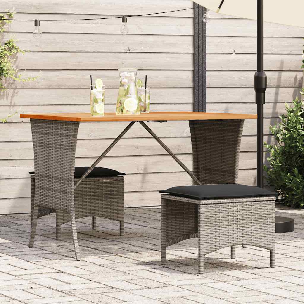 Tuintafel met acaciahouten blad 105x75x72 cm poly rattan grijs is nu te koop bij PeponiXL, paradijselijk wonen!