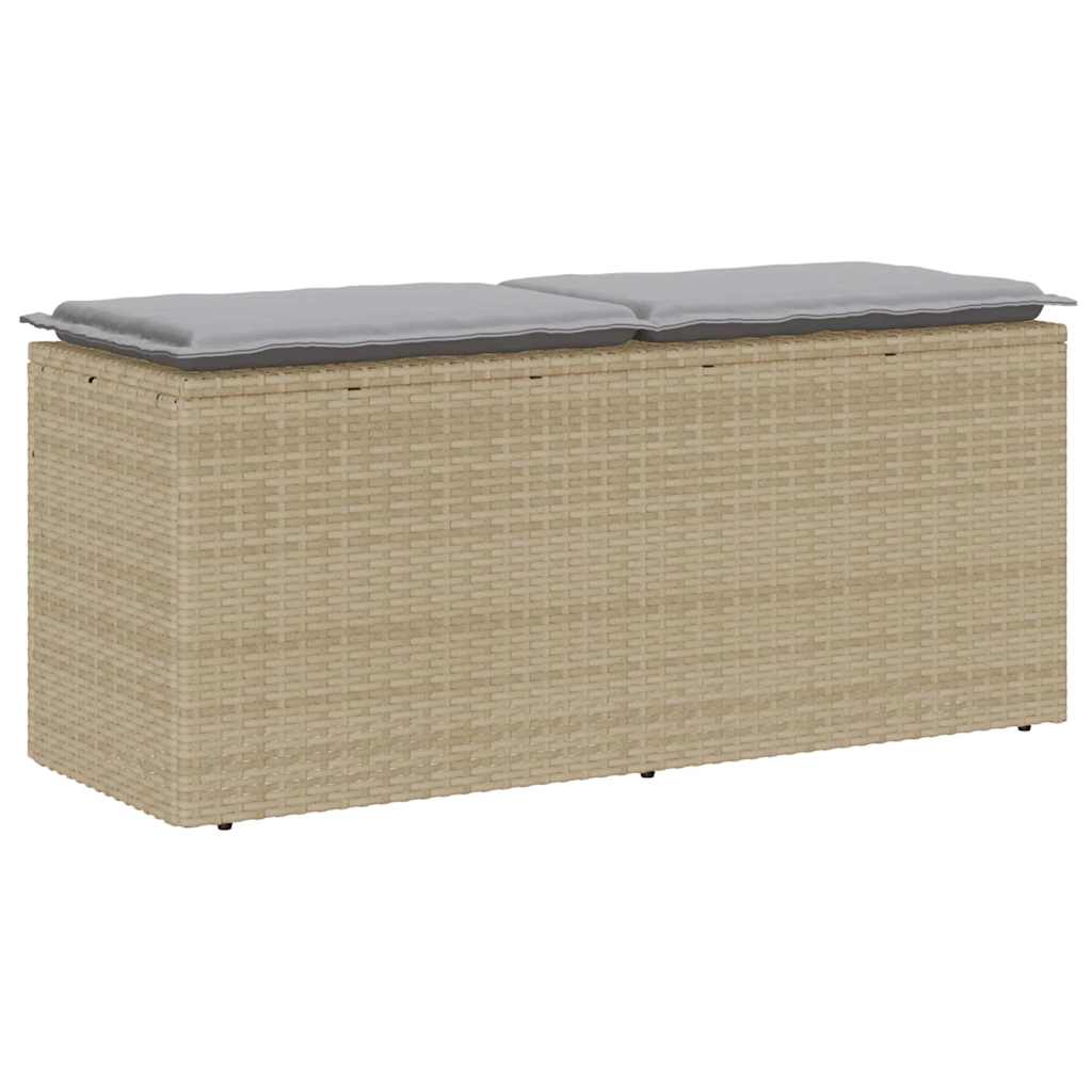 Tuinbank met kussen 110x40x44 cm poly rattan beige is nu te koop bij PeponiXL, paradijselijk wonen!