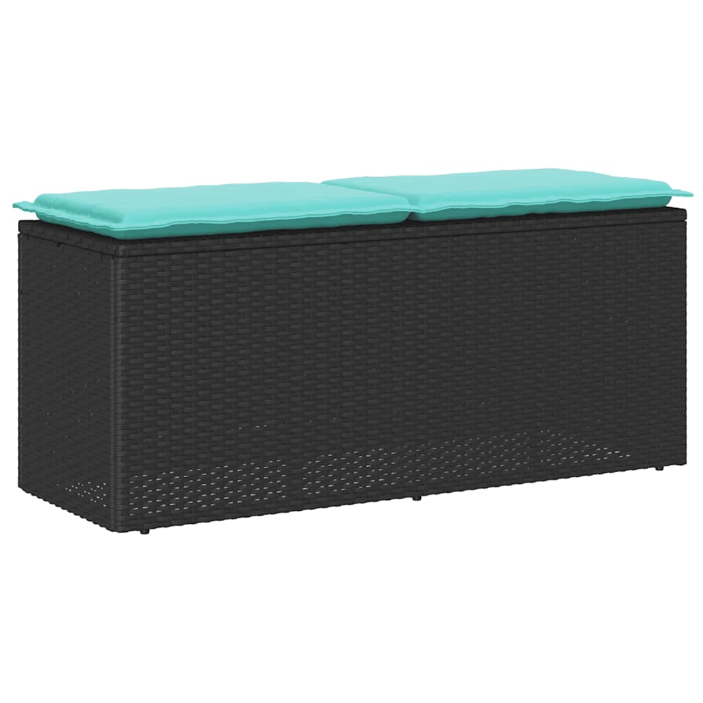 Tuinbank met kussen 110x40x44 cm poly rattan zwart is nu te koop bij PeponiXL, paradijselijk wonen!