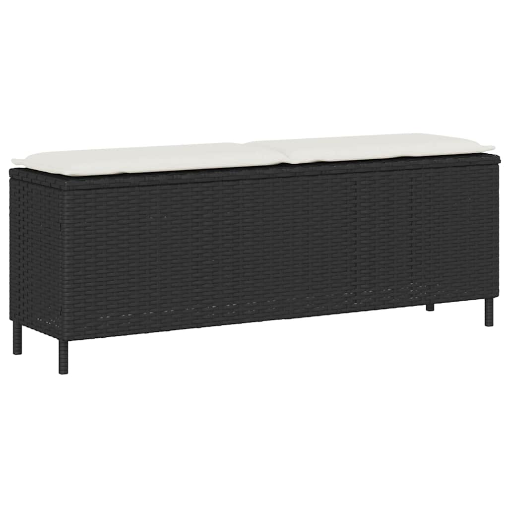 Tuinbank met kussen 110x30x40,5 cm poly rattan zwart is nu te koop bij PeponiXL, paradijselijk wonen!