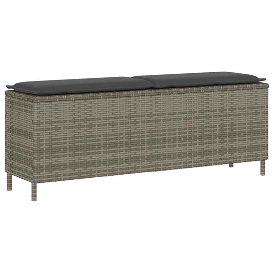 Tuinbank met kussen 110x30x40,5 cm poly rattan grijs is nu te koop bij PeponiXL, paradijselijk wonen!