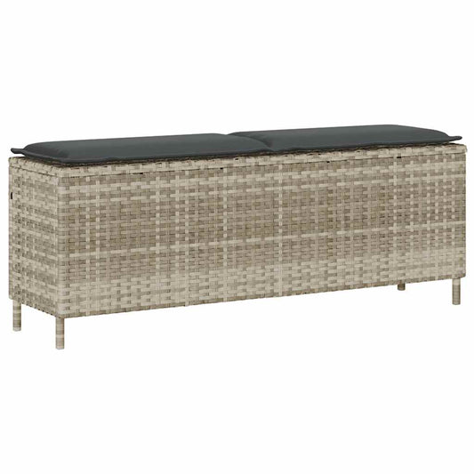 Tuinbank met kussen 110x30x40,5 cm poly rattan lichtgrijs is nu te koop bij PeponiXL, paradijselijk wonen!