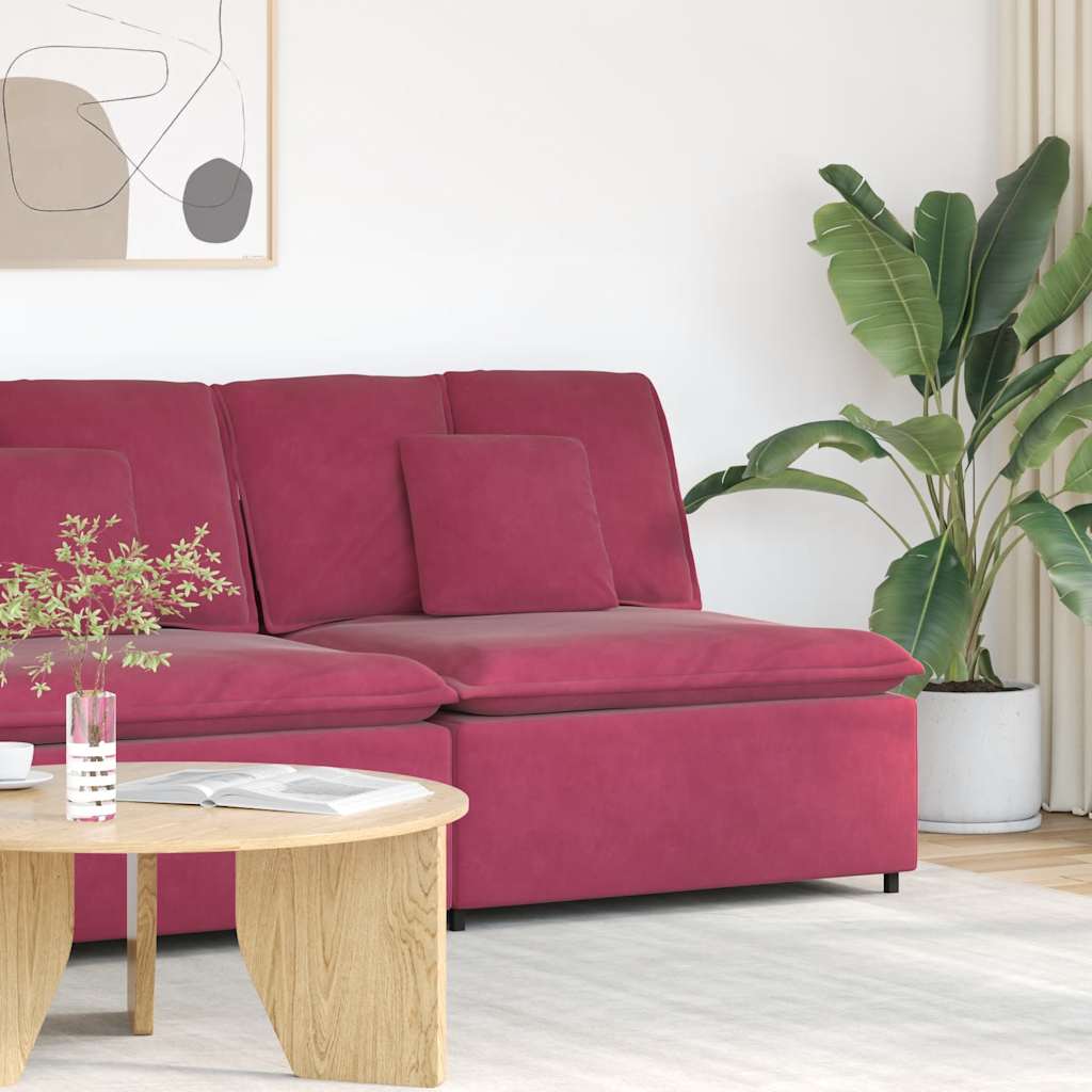 Modulaire bank middenmodule met kussens 100 cm wijnrood is nu te koop bij PeponiXL, paradijselijk wonen!