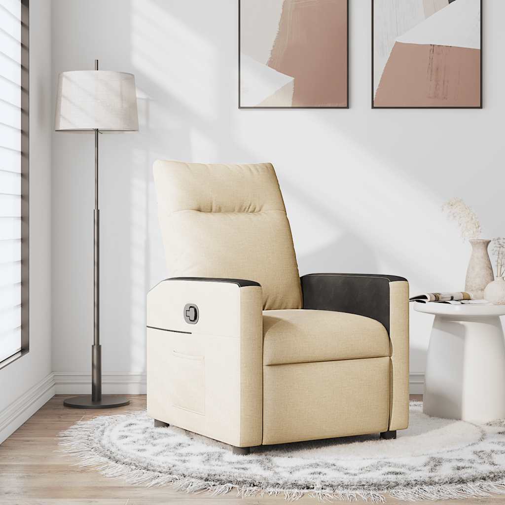 Fauteuil verstelbaar stof crèmekleurig is nu te koop bij PeponiXL, paradijselijk wonen!