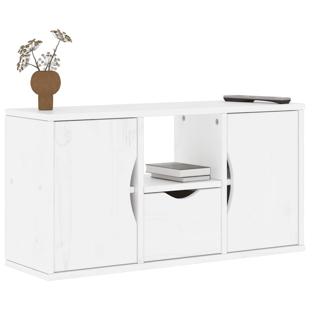 Tv-meubel met lade ODDA 79x24x40 cm massief grenenhout wit is nu te koop bij PeponiXL, paradijselijk wonen!