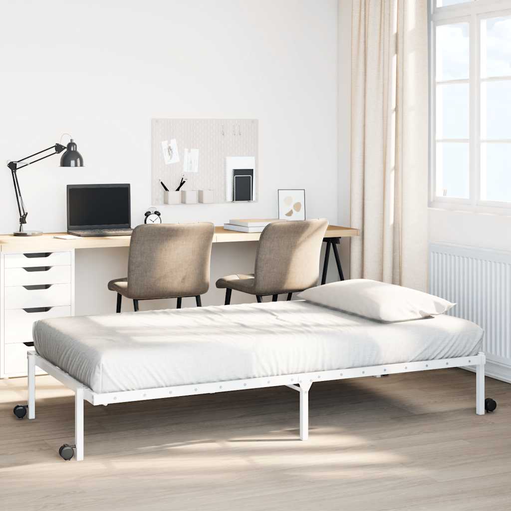Bedframe zonder matras opvouwbaar 75x190 cm staal wit is nu te koop bij PeponiXL, paradijselijk wonen!