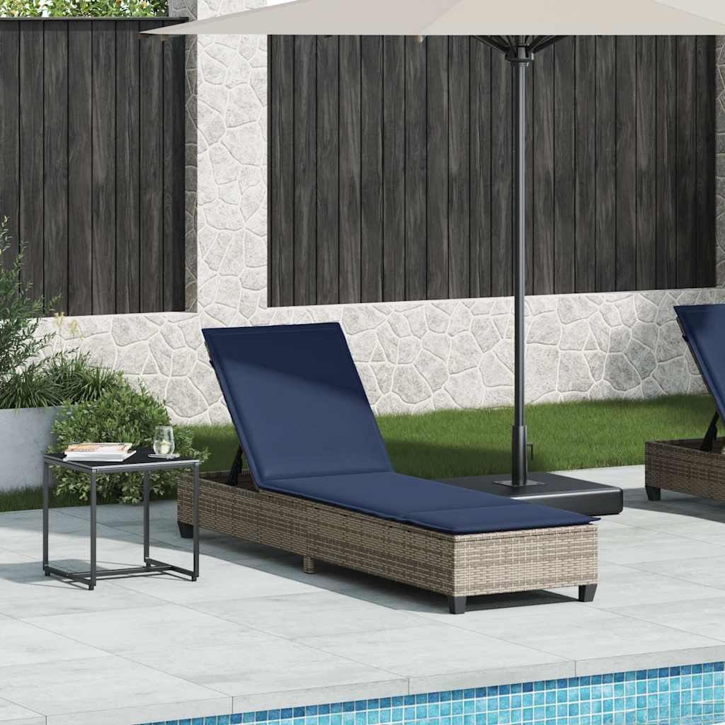 Ligstoel met kussens grijs 55x200x25,5cm polyrotan is nu te koop bij PeponiXL, paradijselijk wonen!