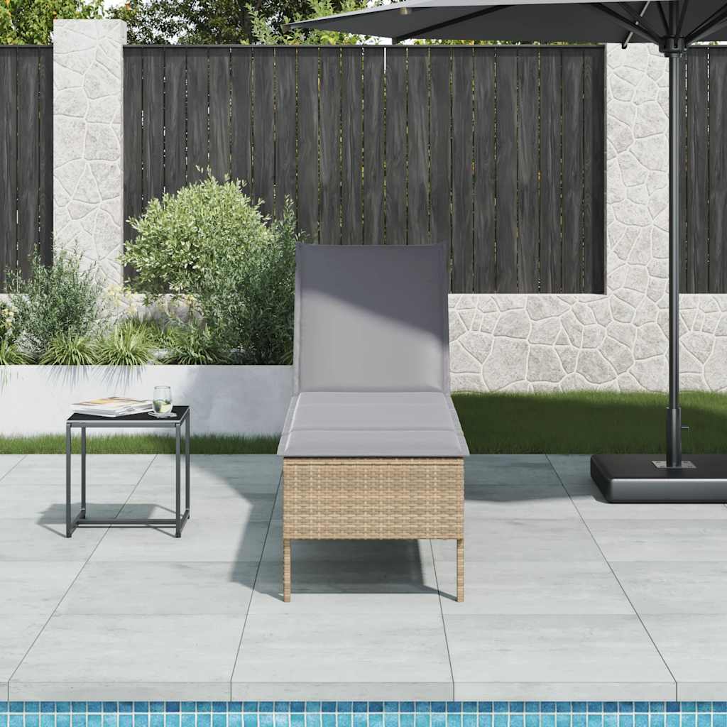 Ligstoel met kussen beige 55x200x44cm polyrotan is nu te koop bij PeponiXL, paradijselijk wonen!